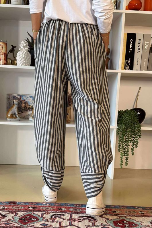 The Sunday Morning Stripe Twist Pant Greys Melange